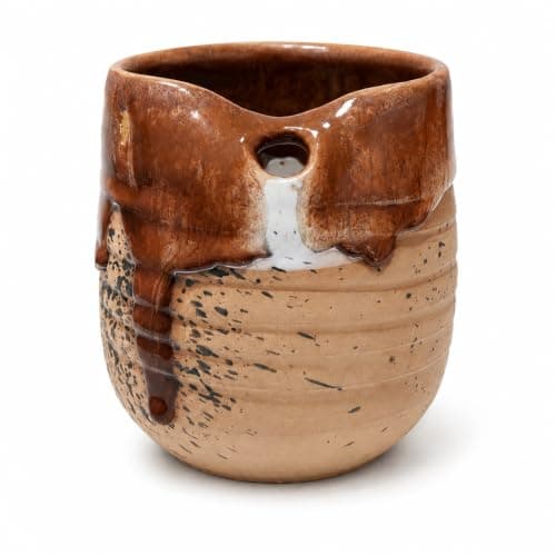 Handmade Pottery Iced Coffee Cup, 400 ml Ceramic Mug, Rustic Artisan Drink Cup, Handmade in Egypt, 12 × 9 cm Drinking cup
