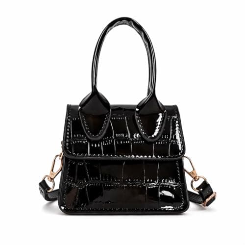 Glitter Crocodile Pattern Mini Crossbody Bag for Girls, Detachable Shoulder Strap Clutch Bag