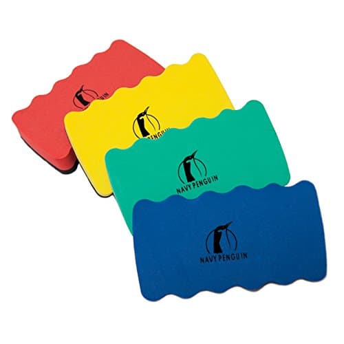 Magnetic Whiteboard Eraser Set - 4 Color Pack - for Dry Erase Pens and Markers - Strong Magnet Sticks to All Dry-Erase White Boards - 4 x 2.3 x 0.8" - Cleaner for Home, School and Office