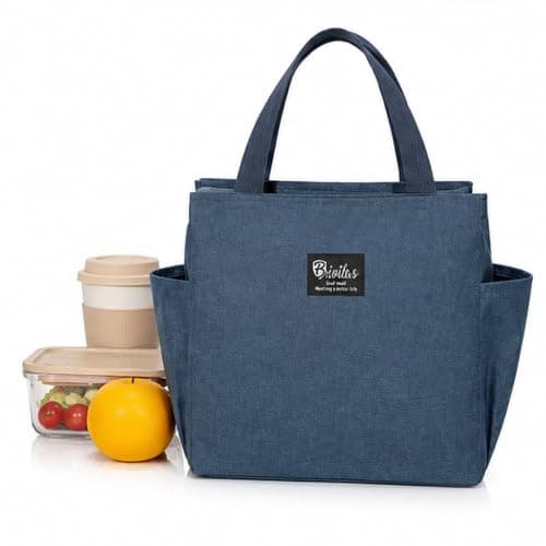 Large Lunch Bag, 9L Insulated Tote, Leakproof, Reusable, Work, Office, Blue | School, Travel And Picnic Use, Spacious 9 L Capacity, Easy Carry Handle, Food And Drink Storage, Reusable Day, Easy Use, Plus Meal holder