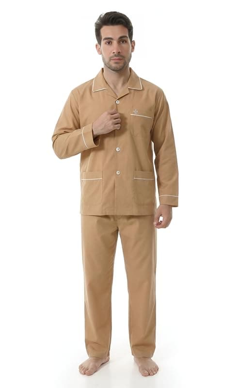 Men's Classic Long Sleeve Pajamas Set - 2454