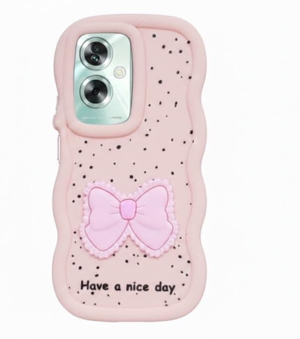 Compatible Case with Oppo A79, [Drop Protection] 3D Bow Pattern Soft TPU Shockproof Phone Case Full Body Protection (Pink) Cellular phone case