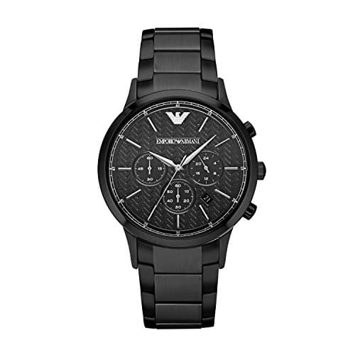 Emporio Armani Casual Watch for Men, Quartz Movement, Analog Display, Black Stainless Steel Strap-AR2485