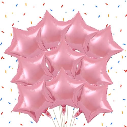 10 Pack Pink Star Balloons - 18 Inch Star Shaped Foil Balloons for Christmas Birthdays Father's Day Engagement Wedding Baby Shower Party Decorations