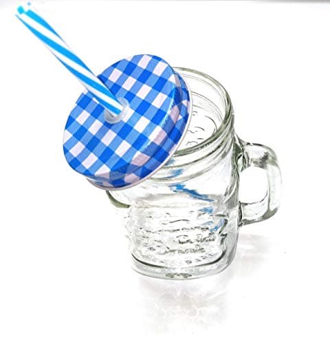 Mason Jar Mugs with Handle, Tin Lid and Plastic Straws Drinking cup