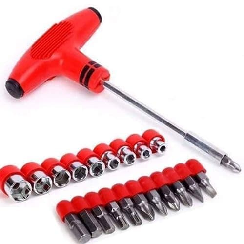 SACAR 24 Pcs T-Shape Screwdriver Set - Variety and Practical Set Suitable for All Maintenance Work in Car, Home or Office