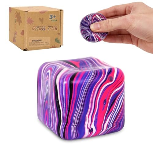 Graphinza Squeeze Toys - Soft Stress Relief Toys 1.4 inch Cube for Autism Stress Relief, Stress Balls for Adults and Children, Classroom Prizes - Durable Design, Not Easy to Fall Off (Pink)