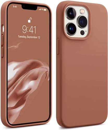 ELMO3EZZ Soft Silicone Case for iPhone 13 Pro Max Case, [Military Shockproof Protection] Anti-Scratch Microfiber Lining Flexible Bumper Phone Case, Ultra Slim Thin Cover, 6.7 inch, (Brown) Cellular phone case