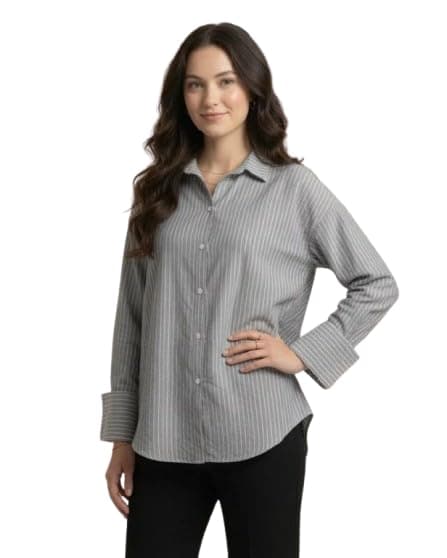 Striped Shirt, Black | Relaxed everyday fit