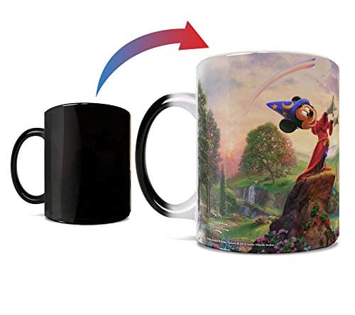 Disney - Fantasia - Mickey Mouse - Thomas Kinkade - One 11 oz Morphing Mugs Color Changing Heat Sensitive Ceramic Mug – Image Revealed When HOT Liquid Is Added! Drinking cup