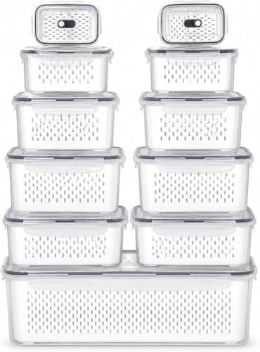 11 Piece Jumbo Storage Container Set – Multipurpose Food Storage Container Set for Organizing and Organizing Ingredients, Kitchen Supplies for Daily Use | C