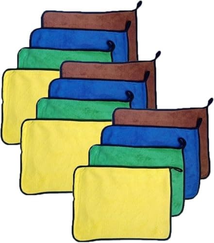 KaberTrade Super Soft Quick Dry Microfiber Car Cleaning Towel for Car Cleaning and Polishing and All Home Furniture (26x36cm - Multicolor - 10 Pieces) - KaberTrade