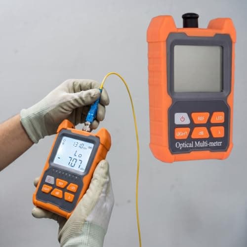 Ultimate Fiber Optic Power Meter Optical Multi Meter Cable Tester -70 to +6dB Range with AAA Batteries Included High Clarity LED Light LCD Display Universal Connector Network Testing Tool Orange