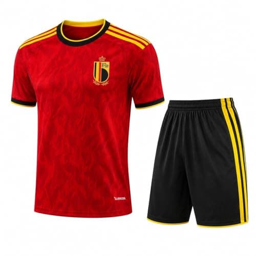 Belgium National Football Team Home Jersey Set For Kids, Includes Shirt and Shorts, Sports Training Kit, Perfect High Material