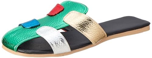OX womens OX-W-Green/Black Slipper Sandal