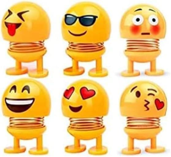 SACAR Car Dashboard Desk Bobblehead Spring Shape Set Funny Dancing Emoji Car Home Decoration Interior Accessories (6pcs Random Shapes)