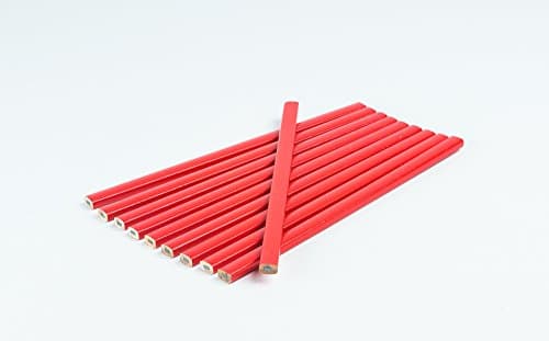 Pack of 10 Carpenter's Pencil I Red I Oval I 250 mm I Carpenter's Pencil Construction Pencils Accessory or part or supply