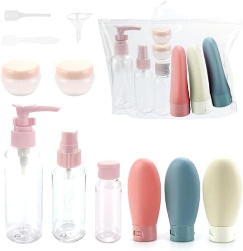 Circle M 11-Piece Leak-Proof Travel Toiletry Bottles Set: TSA-Approved with Carry Bag Cosmetic case