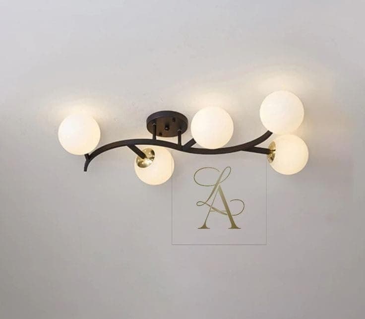 Generic Pendant Light 6 Bulb Without Bulbs 20x75x20ccm Black +Gold