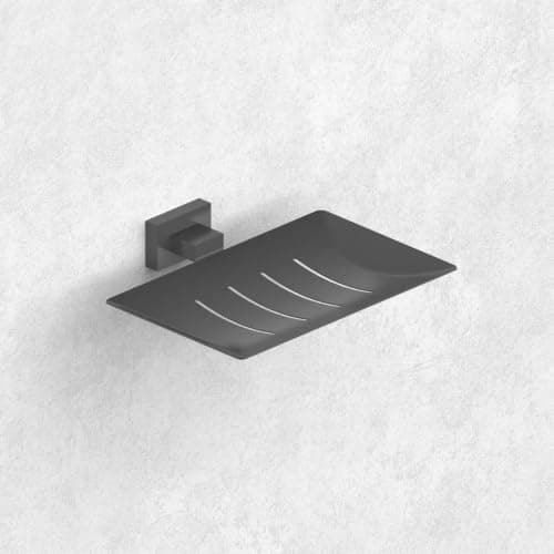 Stainless Steel Wall Soap Holder Modern Design - Black | Luxurious stainless steel wall soap holder in black with holes for drainage and soap organization in the bathroom.