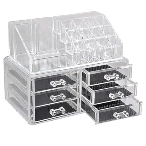Makeup Organizer, Acrylic Jewelry Box, Cosmetic Organizer, Makeup Storage Case (Transparent) Makeup Organizer, Acrylic Jewelry Box, Cosmetic Organizer, Makeup Storage Case with Drawers (Clear) Caddy