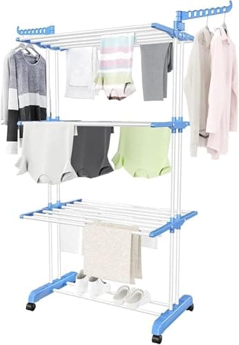 3 Tier Foldable Laundry Drying Rack for Clothes, Towels, Shoes with Super Flexibility