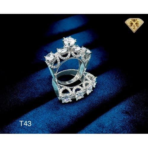 3 Diamonds 292474661778850 Twins Ring Platinum Plated for Women with Zircon Stone - Silver