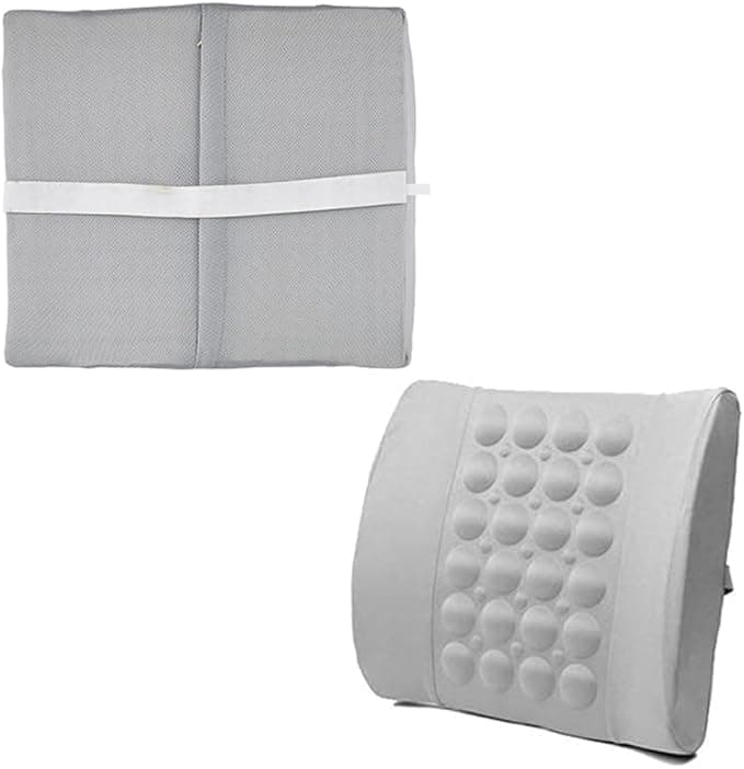 Car Seat Cushion Lumbar Support Lumbar Support Waist Cushion Mesh Cushion with Massage Beads for Office Chair Wheelchair Grey (1PCS) SA CAR