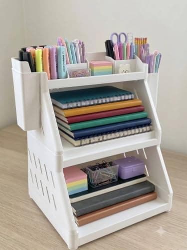 Generic 3-Tier Organizer, Organizer for school supplies or kitchen utensils, Features two side organizers for spoons or pens, Height: 30 c, Width and depth: 25 cm, Available in multiple colors, .kit