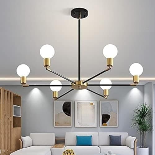 Generic Pendant Light 6 Bulb Without Bulbs 70×30×70 cm Gold Black