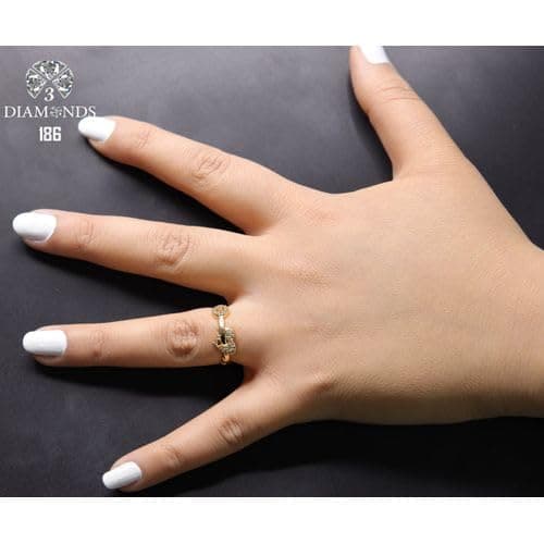 3 Diamonds 3370159539241 Women's Heart Ring, Gold Plated, High Quality With Sparkling Zircon