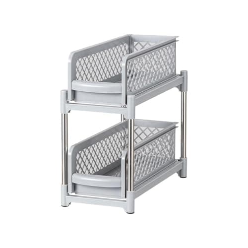 2-Tier Sliding Drawer Kitchen Organizer Stand Multipurpose Storage Rack for Spices Oils Cans and Pantry Organization Space-Saving Cabinet Shelf Unit