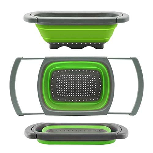 RUMANLE Kitchen Accessories Sifters & Strainers, Silicone Telescopic Folding Drain Basket,Vegtable&Fruit Colander Strainer With Extendable Handles Food strainer