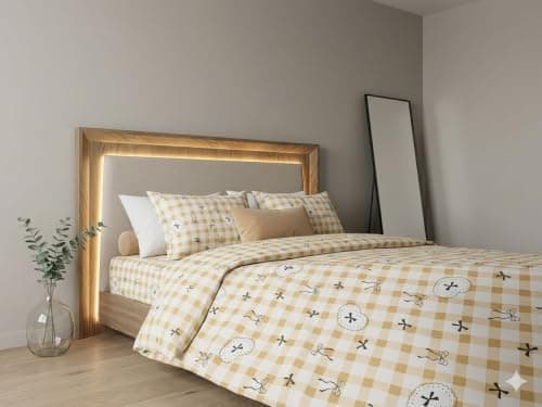 Generic Cotton Bed Sheet Set with Gingham Print, 160 cm, .ms