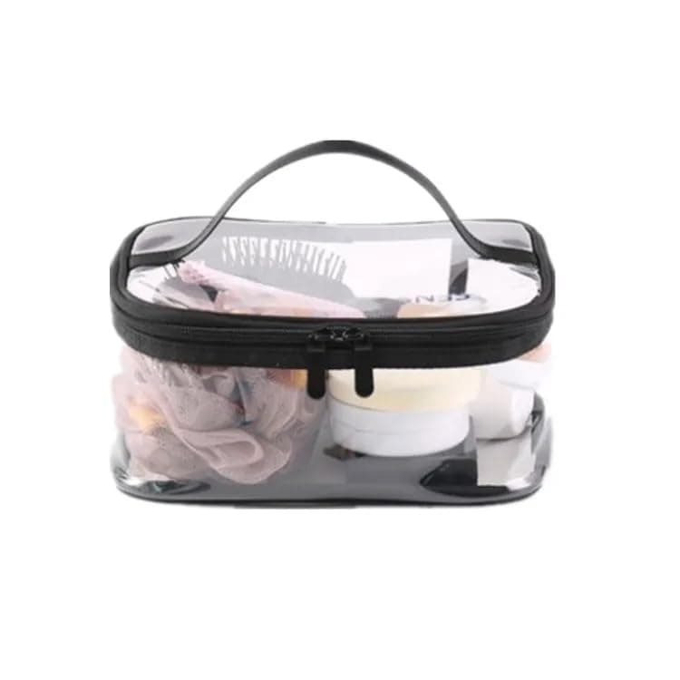 Clear Makeup Organizer Bag with Colored Frame Oval Cosmetic Storage Pouch
