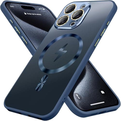 Magnetic Designed for iPhone 16 Pro Case, [Full Camera Lens Protector] [Mil-Grade Drop Tested] Scratch Resistant Matte Shockproof Cover for iPhone 16 Pro (Blue)