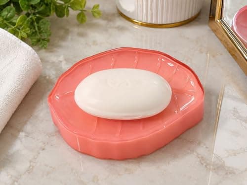 Leaf Acrylic Soap Dish Water Drainage Holder for Bathroom and Kitchen