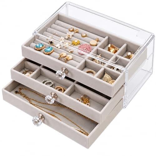 Clear Jewelry Organizer Box - Practical Organizer for Bracelets, Rings and Accessories Helps Organize Small Items in One Place and Easy Access for Daily Use (W) Jewelry storage