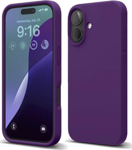 Mobile Magic Soft Douple Layer Silicone Case with Microfiber Lining For Apple iPhone 17 6.3-inch (Purple) Cellular phone case