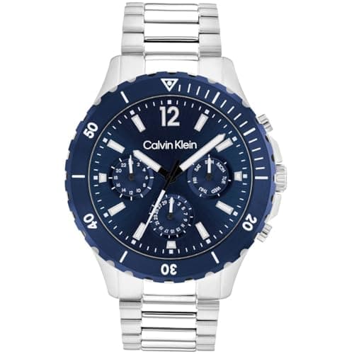 Calvin Klein Watch for Men, Quartz Movement, Analog Display, Silver Leather Strap-25200115