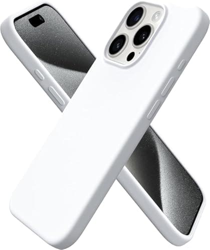 ELMO3EZZ Compatible with iPhone 15 Pro Case 6.1", Liquid Silicone 3 Layers Full Covered Soft Gel Rubber Cover, Shockproof Protective Slim Phone Case with Anti-Scratch Microfiber (White) Cellular phone case