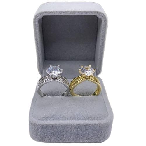 3 Diamonds 292474661779614 Platinum & Rhodium Plated Women’s Ring – Solitaire Round Zircon Stone With Side Accentss-1