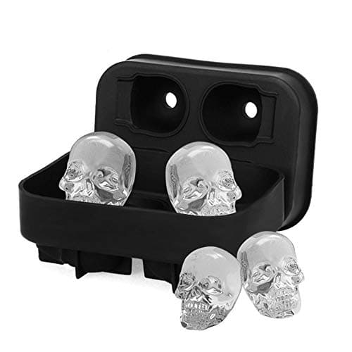 Fhede 1 Pcs Ice Cube Mold 3D DIY Silicone Skull Shape Ice Genie Trays Mold Maker Kitchen Tools for Beer,Cocktail,Beverages and More