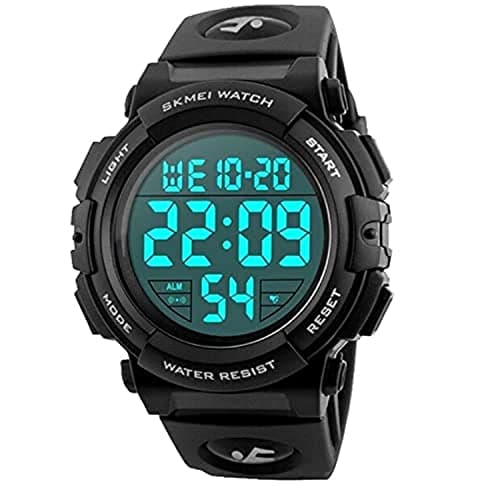 Skmei Large Numbers Alarm Back Light Stop Watch with Rubber Band for Men and Women