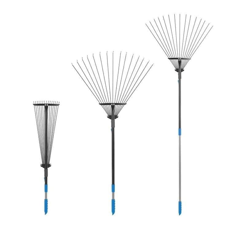 Adjustable Garden Leaf Rake, Metal Tines, Telescopic Handle, 3 Sizes