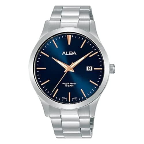 Alba Stainless Steel Band Analog Watch for Men - Silver and Navy