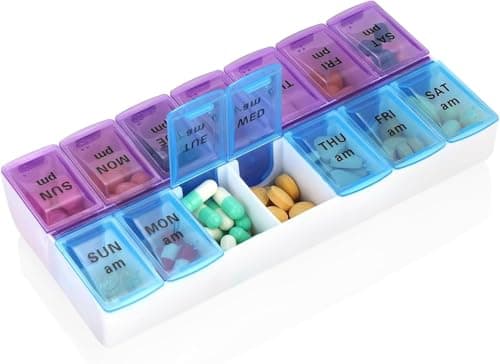 Circle M 7-Day Pill Box Dual AM/PM 14-Section Daily Organizer Personal pill dispenser