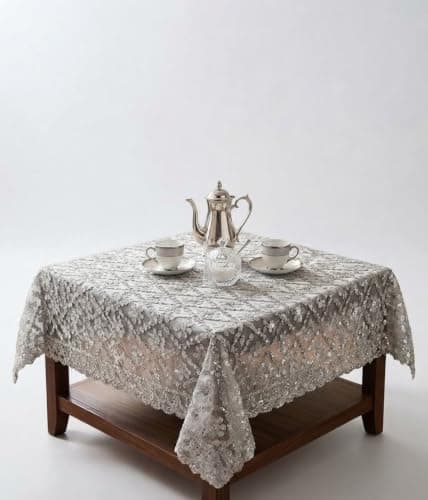Embroidered Tablecloth 85x85cm for Coffee Side Tables and Home Decor