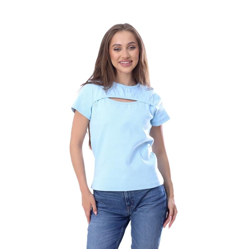 BEBO Women's Solid Short Sleeve Bodysuits L Sky Blue