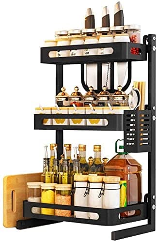 N Spice Rack Spice Jars Storage Organizer - Black